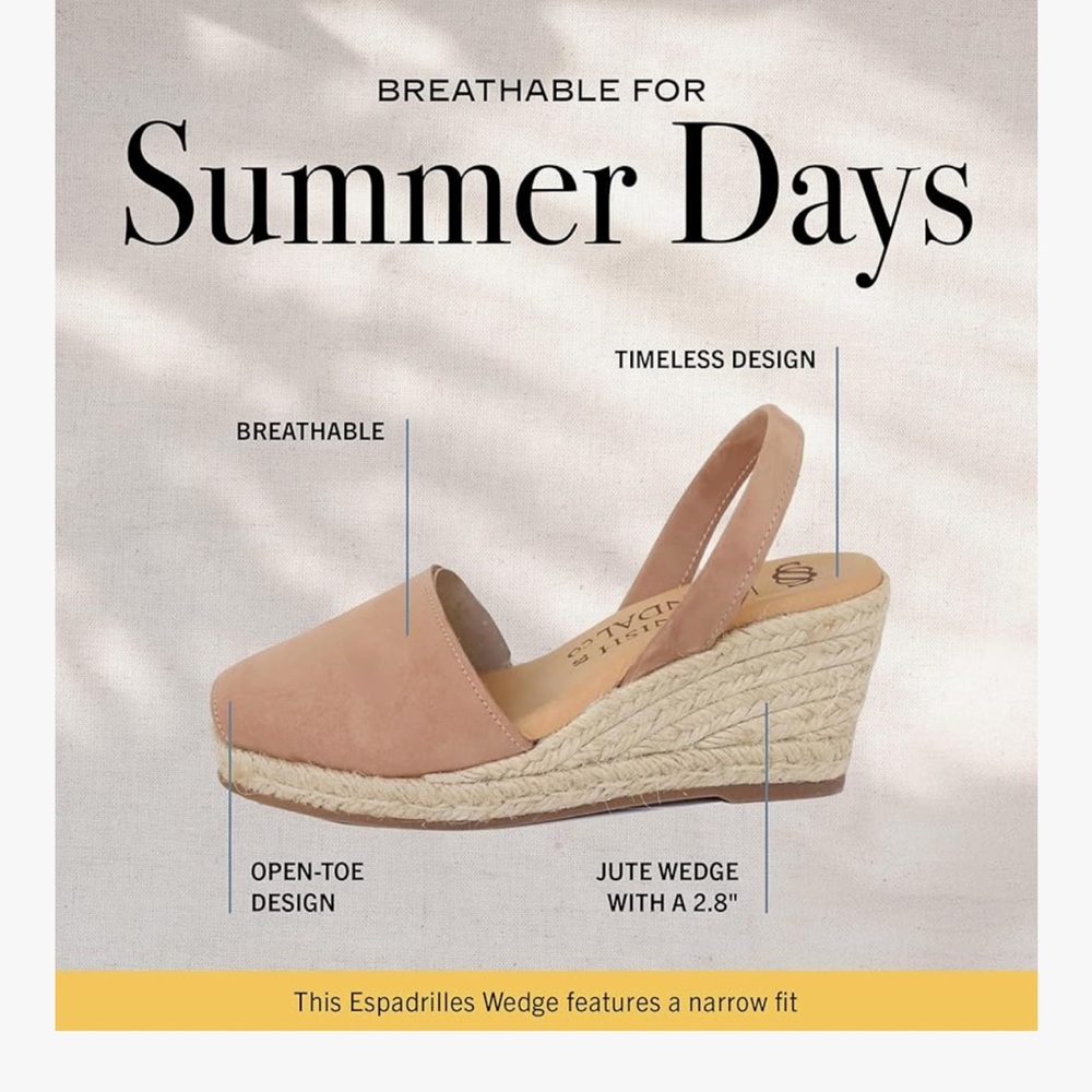 Elegant Tan Espadrilles Wedge Sandals NEW but no box available